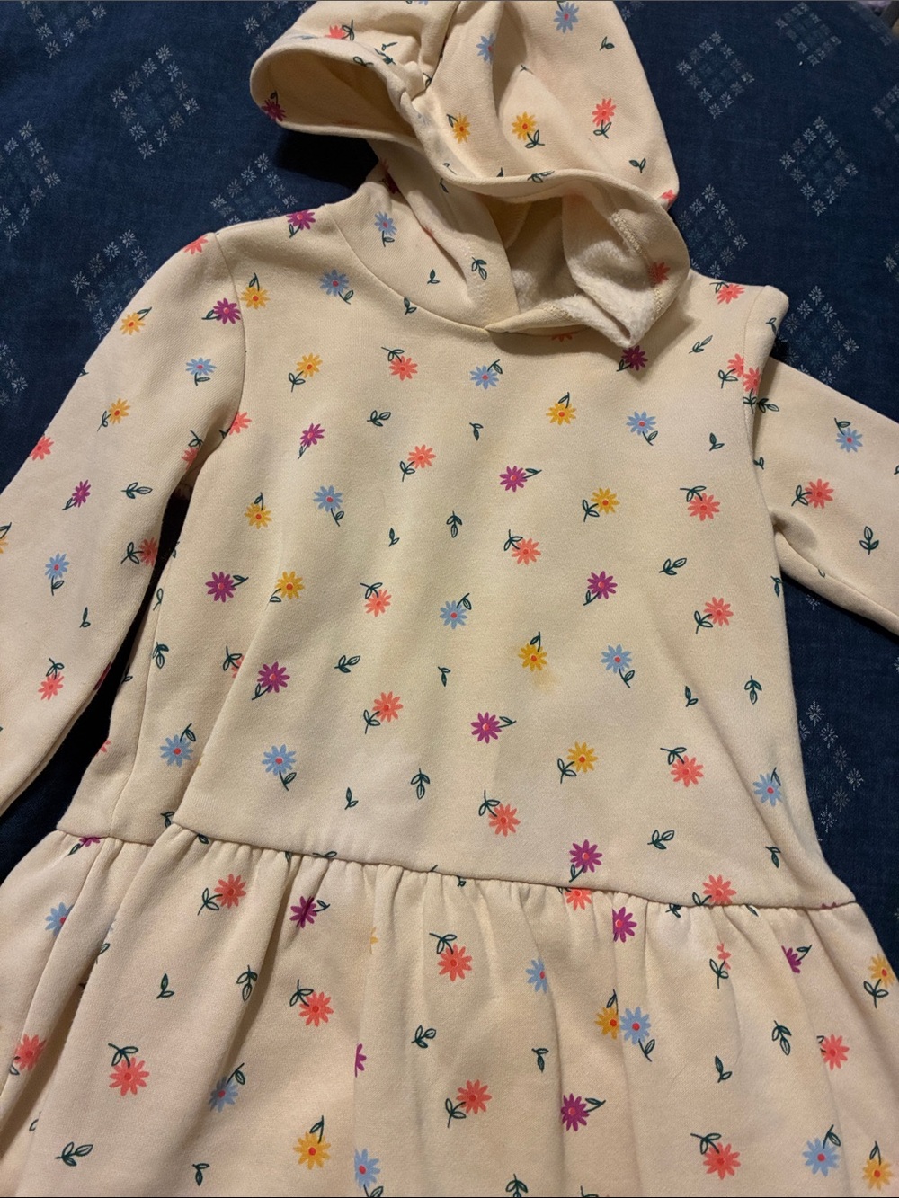 Tucker + Tate Cream Hoodie Dress with Multicolor Floral Print